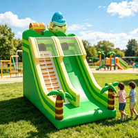 Château gonflable pour enfants et adultes avec double toboggan, structure de divertissement pour fêtes en plein air dans la cour