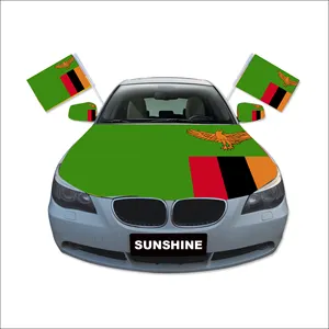 Sol Atacado barato personalizado poliéster impresso Zâmbia carro asa espelho janela capô bandeira tecido espelho lateral capas