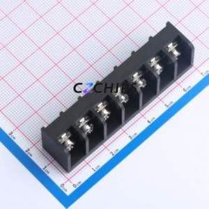 MXHB9500-9.5-07P-BK01-Cu-S-A Barrier Terminal Block Through hole,P=9.5mm Connector Three Sides 9.5mm 1x7P Straight Pin - Product Image 1