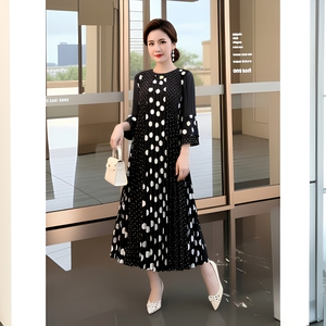 Nouvelle Robe Plissée Miyake Élégante et Décontractée Mi-<span class=keywords><strong>Longue</strong></span> pour Femme, Manches à Volants, Ourlet Plissé, Motif à Pois, Collection Été 2026 - Product Image 6