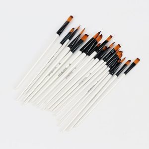 Pincel de acuarela de nailon con punta plana en forma de filbert naranja, juego profesional de 12 pinceles para artistas con mango de madera - Product Image 6