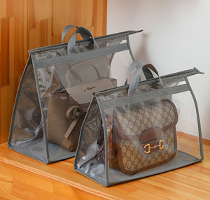 Bolso de mano para mujer, bolsa de almacenamiento de PVC no tejido con cremallera, gris y marrón, directa de fábrica - Product Image 3