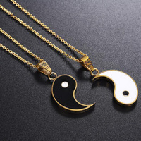 2PCS Yin Yang Tai Chi Gossip Colliers Couple Pendentifs Colliers Bijoux bijoux acier inoxydable femme