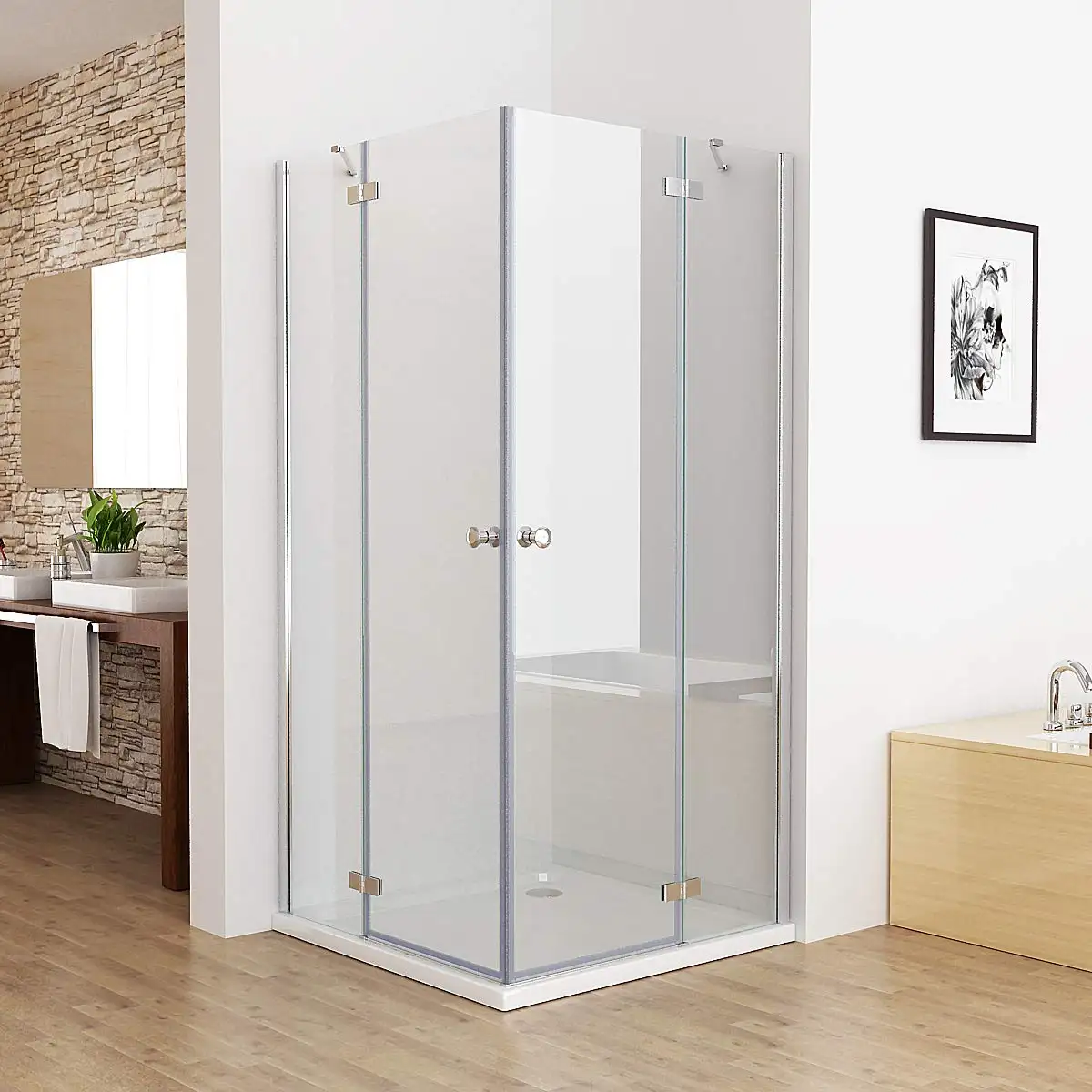 Europeu Frameless Banheiro Dobradiça Chuveiro Porta De Vidro Pivot Dobrável Chuveiro Recinto Quarto