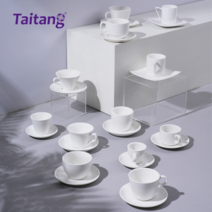 Tazza <span class=keywords><strong>da</strong></span> tè in ceramica per HoReCa, personalizzabile, in porcellana bianca <span class=keywords><strong>con</strong></span> <span class=keywords><strong>piattino</strong></span> - Product Image 3