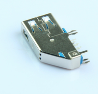 Prise latérale USB3.0 AF Base de corps longue Type de sertissage a 90 degrés Vertical Colle bleue Prise d'interface de transmission de données Connecteur USB