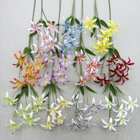 Realistische Künstliche Gloriosa-Lilien, Exotische Kunstblumen mit 5 Köpfen, 76cm Lebensechte Lilienstiele für Hochzeitsvasen QYYN-1383