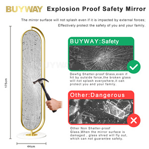 Cơ thể dài sàn hình bầu dục mặc quần áo phòng ngủ Miroir khung kim loại đầy đủ chiều dài đồ trang sức Tủ xoay đứng gương với lưu trữ - Product Image 4