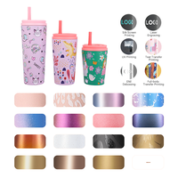 Gobelet isotherme pour enfants 12/16/22 oz en acier inoxydable, isolé sous vide, motif de dessin animé mignon, anti-fuite, portable