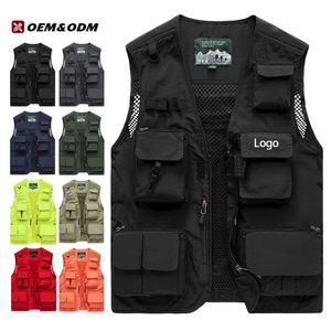 Gilets pour hommes avec plusieurs poches, gilet de travail à séchage rapide, gilet de photographie surdimensionné, gilet de pêche en maille noire coupe-vent, gilet de sécurité pour activités de plein air - Product Image 1