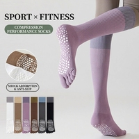 Chaussettes de sport de compression pour femmes, en nylon tricoté, professionnelles, pour la course à pied, la corde à sauter, la kinésiologie, antidérapantes, pour le yoga