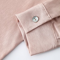 Ropa occidental personalizada, venta al por mayor, blusas de poliéster con botones de color rosa sólido de primavera, blusas clásicas, ropa de mujer