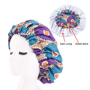 African Flower Ankara Satin <strong>Bonnet</strong> Plain Double-layer Silk Satin Lining Sleeping Cap Silk <strong>Bonnets</strong> for Braids <strong>Dreadlocks</strong> - Product Image 3