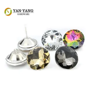 Yanyang customized 25mm decorative sofa glass button nail base 20mm furniture bed acrylic crystal button