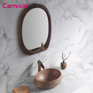 Lavabo de salle de bains en céramique, style irrégulier, Vintage et design, évier de cuisine, grain de <span class=keywords><strong>bois</strong></span>, lavage, pour la salle de bains d'hôtel - Product Image 2