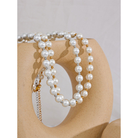 Collier JINYOU 1749 en acier inoxydable, fait main, étanche, avec perles simulées sans écaillage, chaîne de perles, bijoux de mode basiques