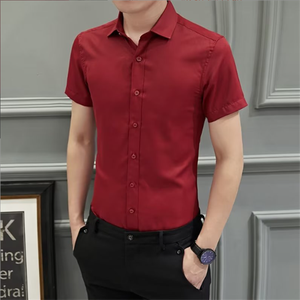 Camicia da uomo a maniche corte monopetto, non stirabile, casual elegante, in poliestere, all'ingrosso dalla fabbrica cinese - Product Image 6