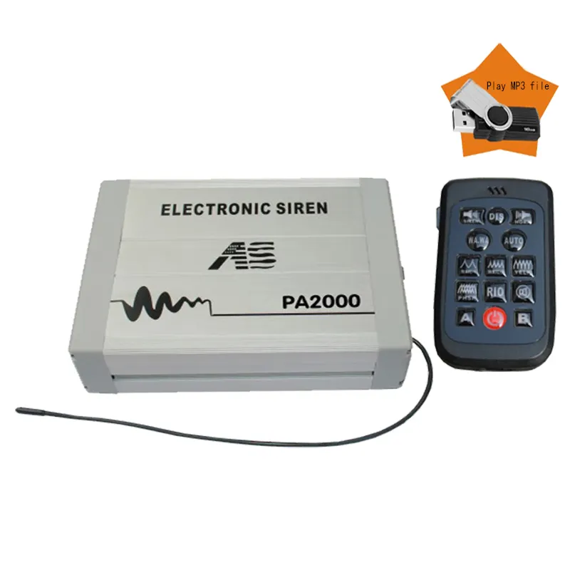 Pa2000 Mp3 Auto Security Voertuig Speaker Waterdichte 200W Draadloze Afstandsbediening Alarm Sirene