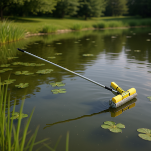 Rastrillo flotante para lagos de 36 pies con cabezal de acero, dientes curvos y flotadores de espuma amarilla para el control de malezas en estanques. - Product Image 2