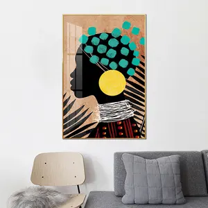 アフリカスタイルの黒人女性アートクリスタル磁器絵画と家のリビングルームとベッドの家の装飾のための壁アート