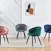 Échantillon Lj2 vente en gros, meubles de salle à manger en velours nordique, chaises de luxe modernes avec pieds en métal, or noir