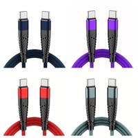 Cable de Datos Tipo-C a C con Trenzado de Nailon, Carga Rápida de 60W, Conector de Aleación de Aluminio para Teléfonos Móviles, Computadoras y Cámaras