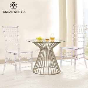 Grosir akrilik transparan pesta makan penjualan bersih akrilik plastik Stackable Chiavari kristal bening kursi pernikahan untuk acara - Product Image 3