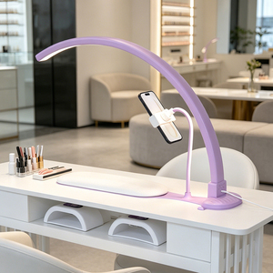 Lámpara de Escritorio LED de Media Luna 3 en 1 con Reposabrazos, 36W, Moderna e Inteligente, con Luz <span class=keywords><strong>UV</strong></span> LED y Soporte <span class=keywords><strong>para</strong></span> Teléfono Celular - Product Image 3