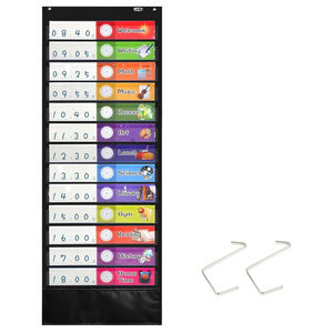 Tabla de Horarios Diarios de Doble Cara Negra con 26 Tarjetas, 13 Colores y 13 Bolsillos Reutilizables en Blanco para la <span class=keywords><strong>Gestión</strong></span> del <span class=keywords><strong>Aula</strong></span> - Product Image 1
