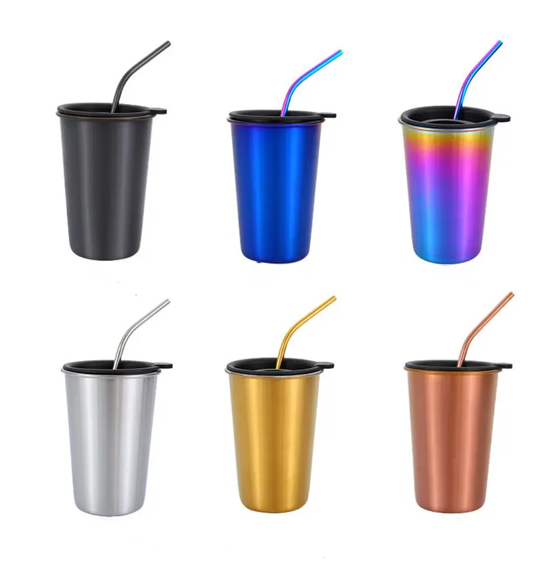 Bán buôn số lượng lớn cổ điển cách điện Tumbler với rơm và lật nắp thép không gỉ chai nước Iced cà phê du lịch Mug Cup