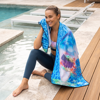 Oversized Microfiber Suede Beach Towel, 200-250GSM Sand Free Quick Dry, 100x180cm, Double-Sided Print, Travel Yoga Picnic