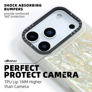 Coque de téléphone personnalisée mignonne en nacre bleue, violette et rose Aikusu pour iPhone 17, 16, 15, 14, 13, 12, 11 Pro Max – Vente en gros - Product Image 3
