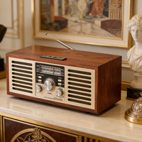Radio de bureau rétro en bois certifiée CE avec logo personnalisé OEM ODM, moule privé, lecteur MP3 3 bandes FM AM SW, Bluetooth, USB, TF, rechargeable 18650