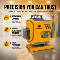 Niveau laser 4D 360 à 16 lignes °   Niveau laser croisé à faisceau vert auto-nivelant ±0,2 mm/1 m pour la construction