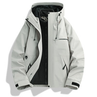 Veste softshell à capuche 3-en-1 avec fermeture éclair, imperméable et coupe-vent, chaude pour la randonnée, le cyclisme et l'escalade en plein air