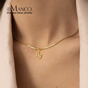 Collana eManco Chic Minimalista con 12 Segni Zodiacali, Catena a Scatola in Acciaio Inossidabile, Colore Oro/Argento 14K, per Appassionate di Astrologia - Product Image 4