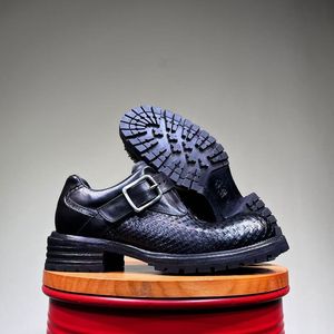 Zapatos DeBey de cuero de pitón lavado al agua de Goodyear - hebilla personalizada original, zapatos de cuero casuales retro hechos a mano - Product Image 2
