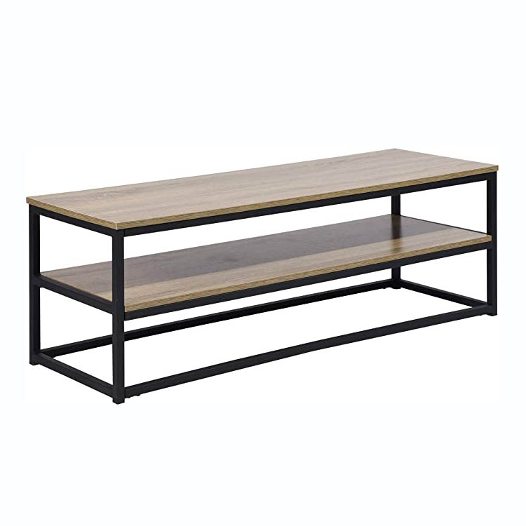 2 Shelves Metal Frame Living Room Furniture 120x40x42cm With Storage