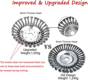 Cabezal de Corte de Alambre de Acero Trenzado de 8 Pulgadas para <span class=keywords><strong>Desbrozadora</strong></span> de Eje Recto <span class=keywords><strong>Stihl</strong></span> Troy de 4 Tiempos, Cortadora de Maleza, Eliminación de Óxido - Product Image 4