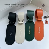 Étiquette de bagage en cuir entrelacé de haute qualité avec porte-identifiant, personnalisable avec logo et nom, pour valise et bagage