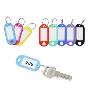 Factory price Label Name Key Tags Plastic Keychains Keytag With Split Ring Keyring Key Tag