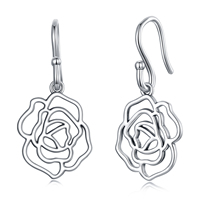 Neue s925 Sterling Silber hohle Rose Ohr haken Französisch elegante Blumen ohrringe SCE1505