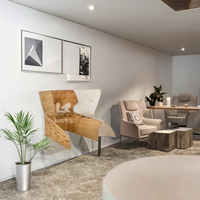 Chaise simple moderne en tissu avec structure en contreplaqué d'eucalyptus pour salon, chambre et hôtel