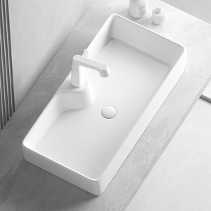Countertop Ceramic Washbasin <b>Round</b> Single <b>Basin</b> Easy Cleaning Bathroom Sink - Product Image 1