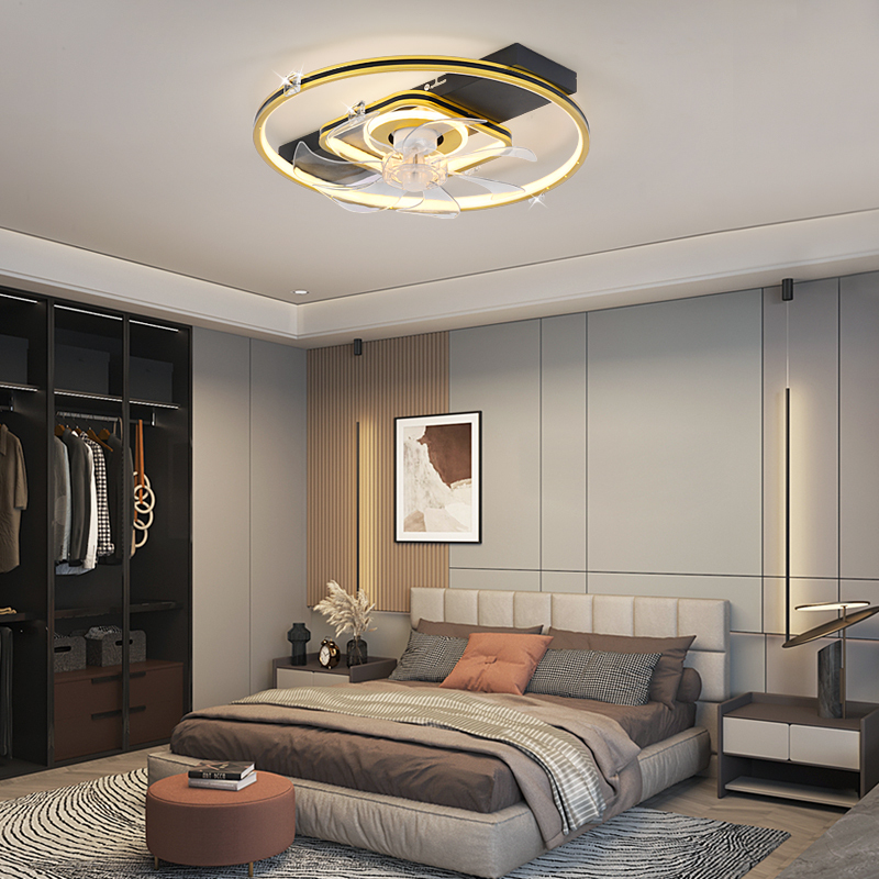 Modern Bedroom LED Ceiling Fan Light Lamps Living Room Indoor Ceiling Fan With Led Ceiling Light Remote Control Retractable