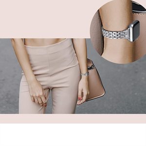HuaMJ 2024 nuovo Designer di vendita calda moda argento orologio di lusso cinturino in metallo inossidabile con strass gioielli per Apple Watch - Product Image 5
