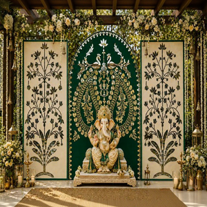 Entrada de Ganesh Ganpati Grand Peacock para Bodas Hindúes, Decoración Exclusiva para Vestíbulo de Boda del Sur de la India con Ganesha, EE. UU. - Product Image 1