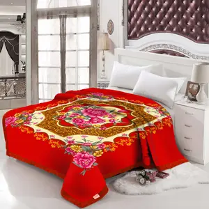 100% poliester emas Royal Musim Dingin Manta 220x240 Double Ply gaya Korea selimut bulu 6.5kg lembut dan hangat untuk penggunaan tempat tidur Qatar