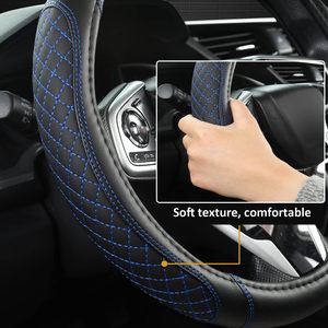 Funda de Volante Personalizada West Llama para <span class=keywords><strong>Toyota</strong></span> Rav4 <span class=keywords><strong>Corolla</strong></span> Camry Highlander (Acolchado de Diamantes-Negro + Azul-Tamaño Estándar) - Product Image 3