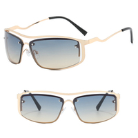 Lunettes DL 2025 Nouveauté Y2K, Lunettes de soleil œil de chat carrées, Monture métallique ajourée, Verres dégradés UV400, Personnalisation du logo